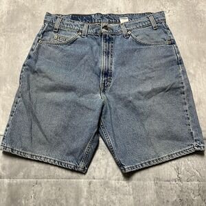 Vintage Levis 550 Shorts Mens 36 "9 SeamBlue Jean Denim Jorts Relaxed White Tab
